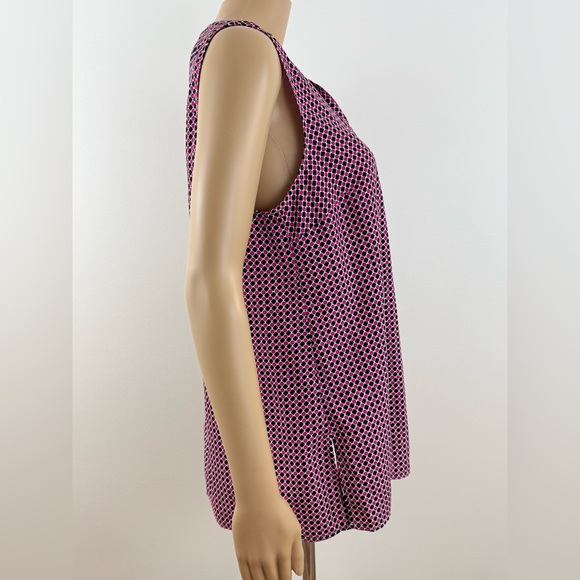 Michael Kors Sleeveless Tie Front, Geometric Patterned Blouse, Women's Size Med - Picture 6 of 10